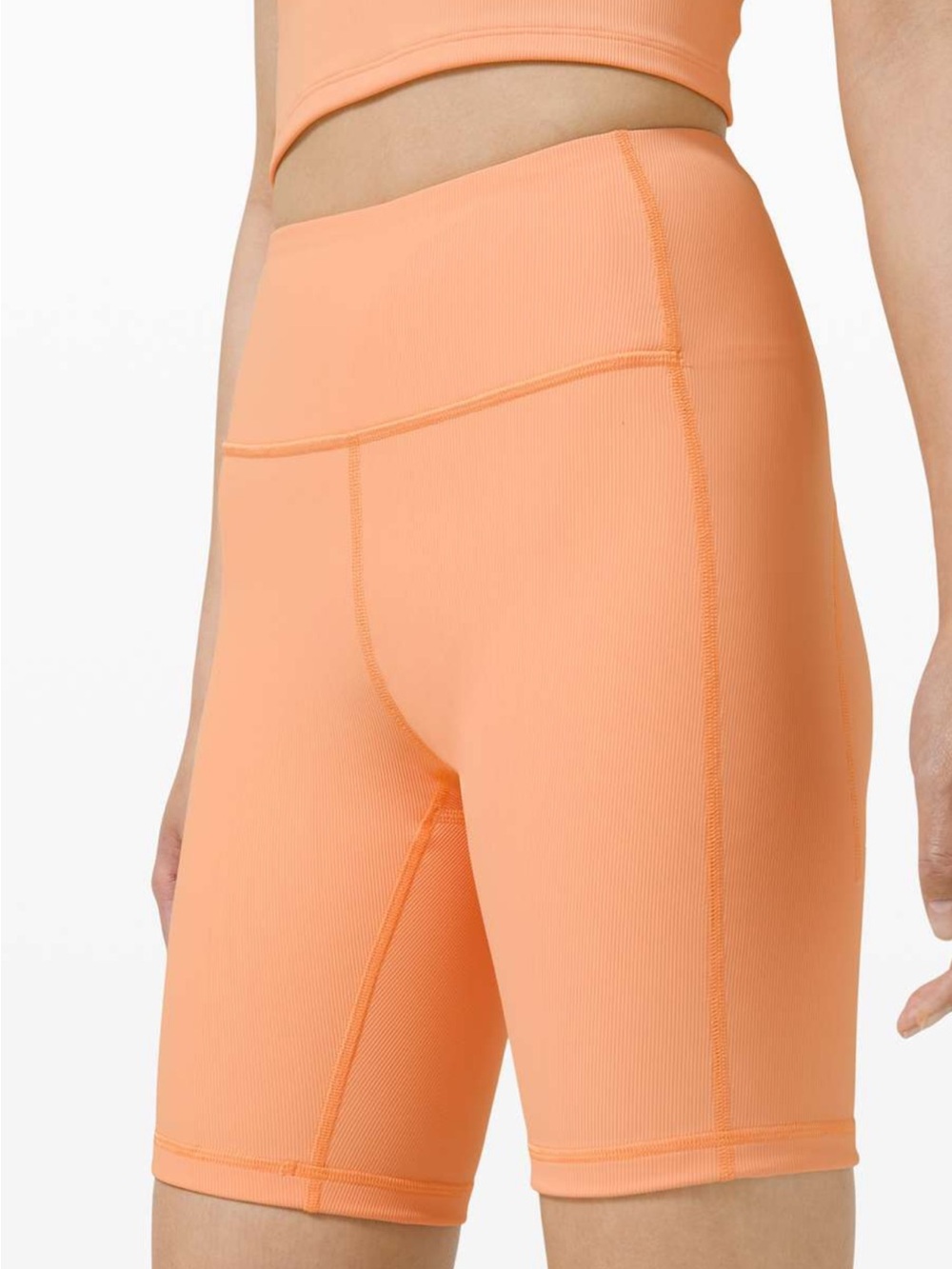 Lululemon Ribbed Contoured High-Rise Short 8" Malibu Peach Size 14 yoga casual